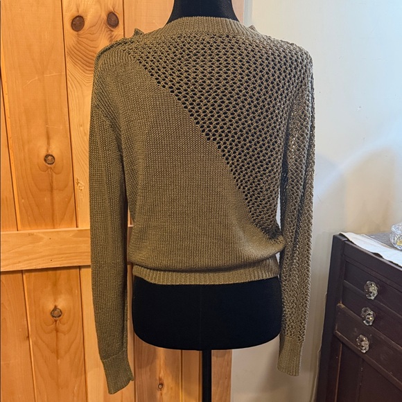 Adorable Olive Green Sweater with Cutout Detail - Picture 3 of 3